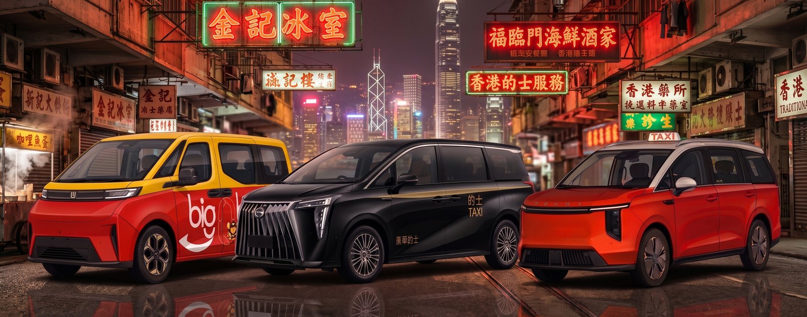 香港六座位的士車隊合照